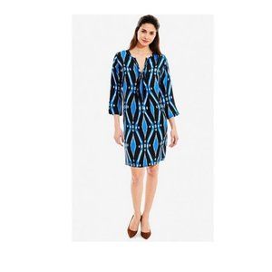 Pretty Roberta Roller Rabbit Nina Silk Dress Royal Blue Black Gray
